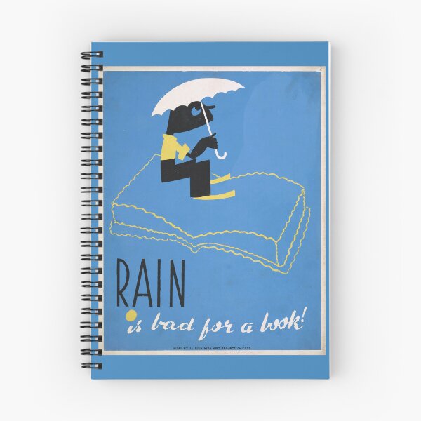 Item preview, Vintage WPA Poster | Rain is Bad for a Book | Minimalist Art | 1930s Chicago Illustration | Library Care & Book Protection designed and sold by artofuniverse.