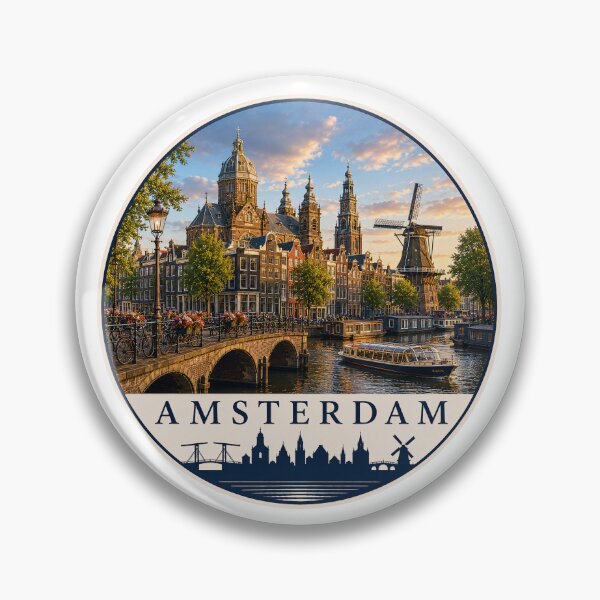 Item preview, Amsterdam Netherlands Canal Travel Souvenir designed and sold by Beyond Destinations.
