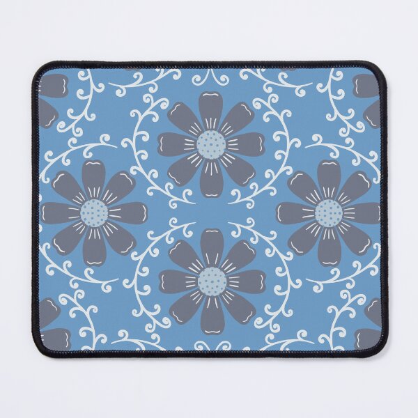 Item preview, Daisy Vine - Charcoal Blue and White on French Blue designed and sold by artistmaria.