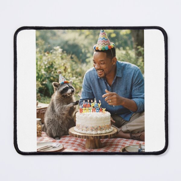Item preview, Will smith raccoon picnic llamas animal pet nature meme memes funny parody christmas birthday designed and sold by CheeseBlueprint.