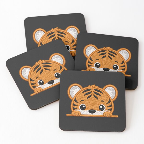 Item preview, Cute Baby Tiger Peek Embroidery Illustration designed and sold by ColorSplash123.