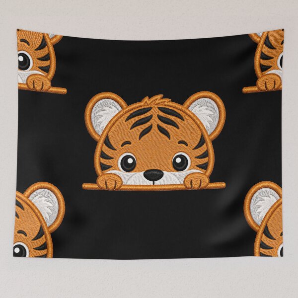 Item preview, Cute Baby Tiger Peek Embroidery Illustration designed and sold by ColorSplash123.