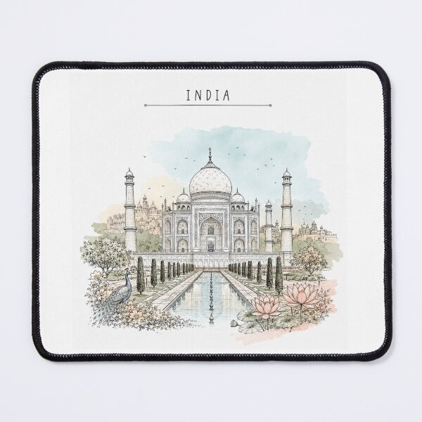 Item preview, India Taj Mahal Vintage Travel Poster Minimal Watercolor designed and sold by Sketchbook Studio by Aqsaa.