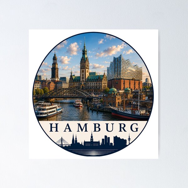 Item preview, Hamburg Germany Harbor Skyline Souvenir designed and sold by Beyond Destinations.