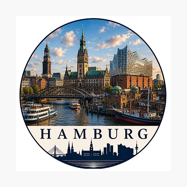 Item preview, Hamburg Germany Harbor Skyline Souvenir designed and sold by Beyond Destinations.