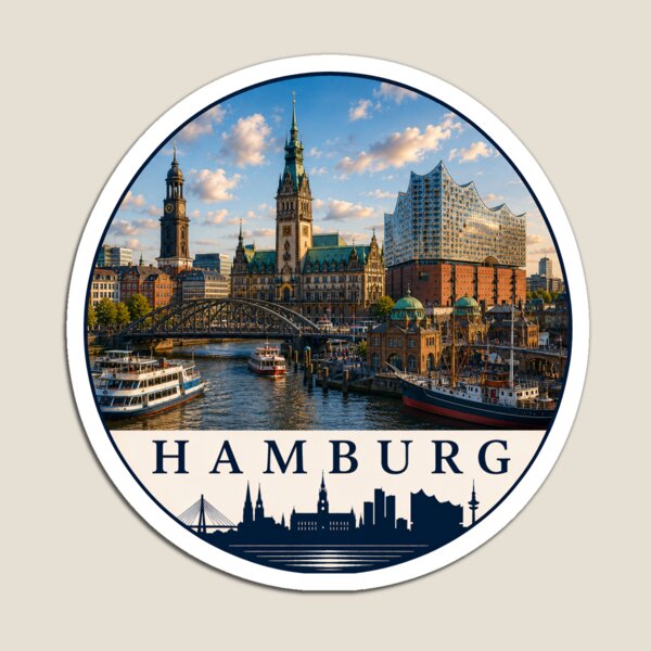 Item preview, Hamburg Germany Harbor Skyline Souvenir designed and sold by Beyond Destinations.