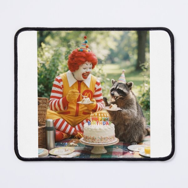 Item preview, Ronald mcdonald raccoon picnic llamas animal pet nature meme memes funny parody christmas birthday designed and sold by CheeseBlueprint.