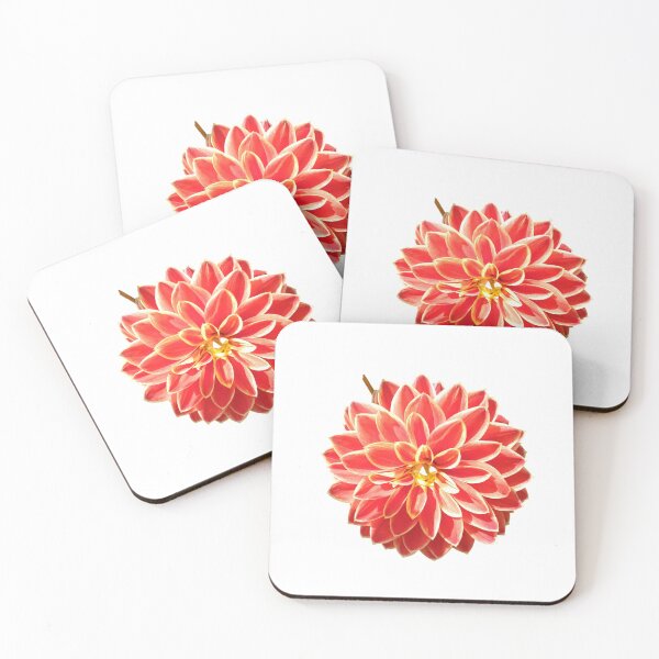 Item preview, Dahlia Red Pink Coral Dahlia For Bringing Positive Vibes and Strength To Oneself and The World White Background designed and sold by BOKEbyTC.
