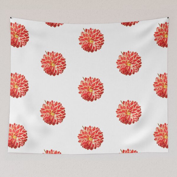Item preview, Dahlia Red Pink Coral Dahlia For Bringing Positive Vibes and Strength To Oneself and The World White Background designed and sold by BOKEbyTC.