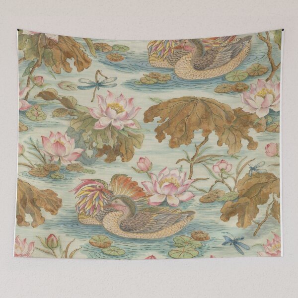 Item preview, Lotus Pond Chinoiserie – Smooth Vegan Leather Watercolor Design designed and sold by LuxuryApparels.
