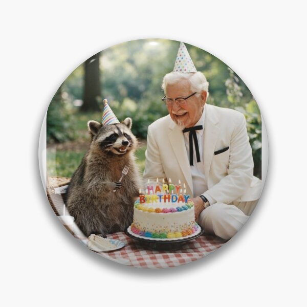 Item preview, Colonel sanders raccoon picnic llamas animal pet nature meme memes funny parody christmas birthday  designed and sold by CheeseBlueprint.
