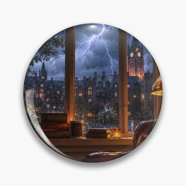 Item preview, A library study during an intense thunderstorm designed and sold by WilAugusta.