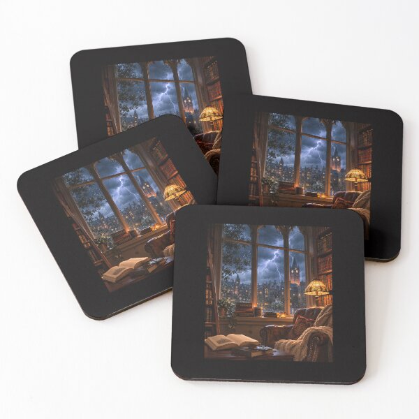 Item preview, A library study during an intense thunderstorm designed and sold by WilAugusta.