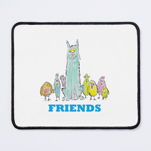 Item preview, Cat sitting with colourful birds designed and sold by Inky Fingers Illustrations.