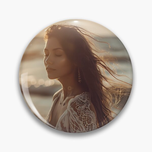 Item preview, Boho Woman in Lace Dress on Sunset Beach designed and sold by Emberearth.