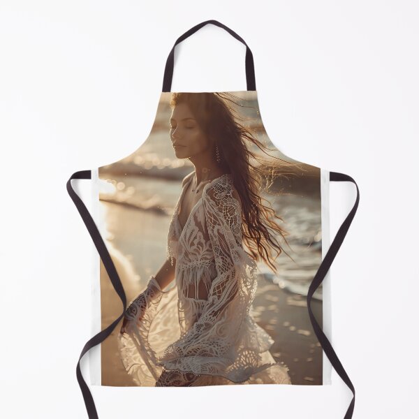 Item preview, Boho Woman in Lace Dress on Sunset Beach designed and sold by Emberearth.