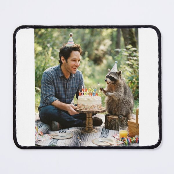 Item preview, Paul rudd raccoon picnic llamas animal pet nature meme memes funny parody christmas birthday designed and sold by CheeseBlueprint.