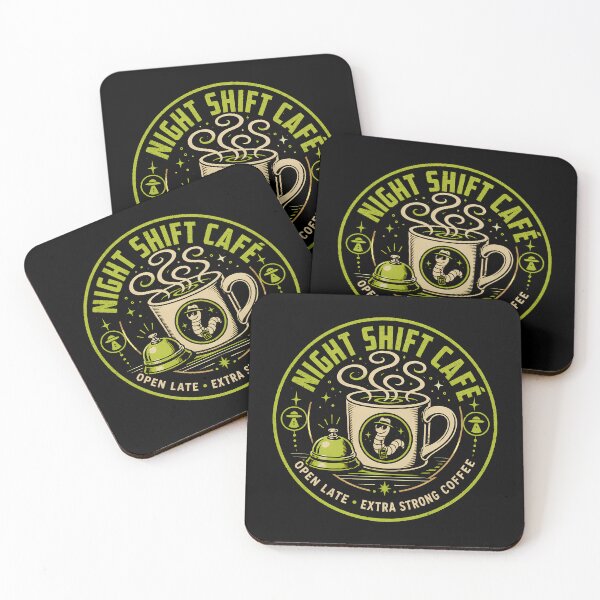 Item preview, Night Shift Worm Café Neon Coaster designed and sold by agearb.