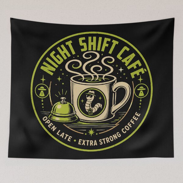 Item preview, Night Shift Worm Café Neon Coaster designed and sold by agearb.