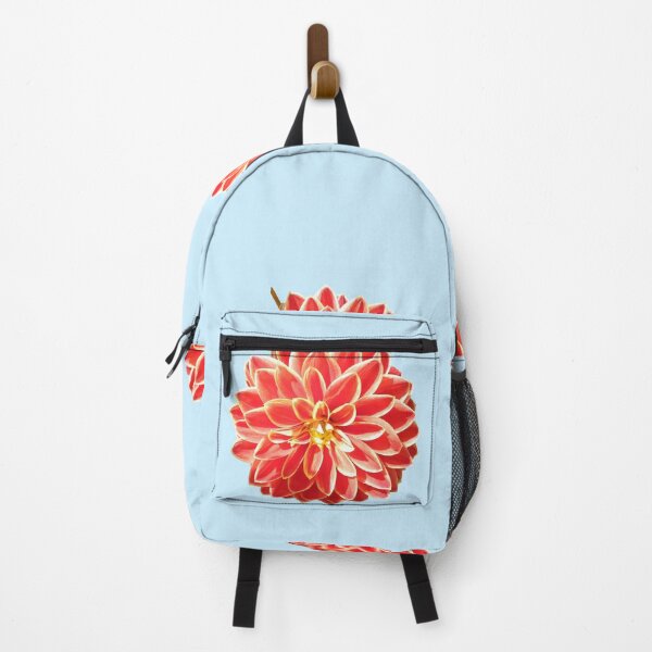 Item preview, Dahlia Red Pink Coral Dahlia For Bringing Positive Vibes and Strength To Oneself and The World Baby Blue Background designed and sold by BOKEbyTC.