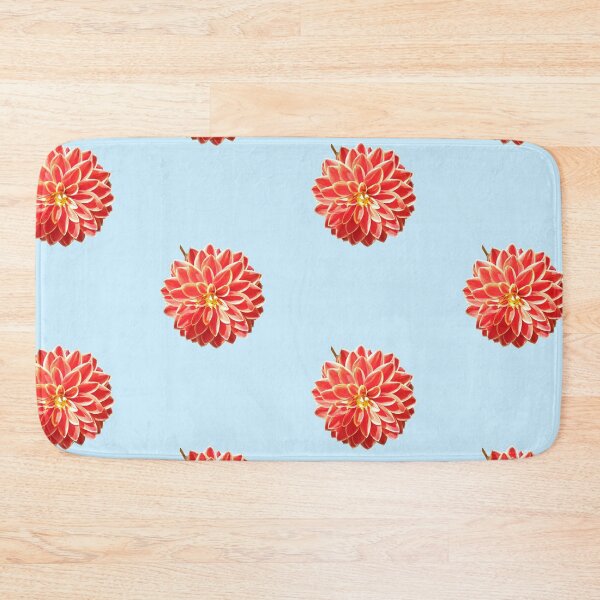 Item preview, Dahlia Red Pink Coral Dahlia For Bringing Positive Vibes and Strength To Oneself and The World Baby Blue Background designed and sold by BOKEbyTC.
