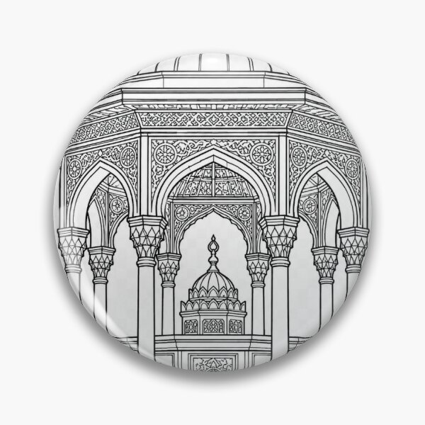 Item preview, Ottoman Şadırvan Fountain | Historic Istanbul Islamic Architecture | Black and White Vector designed and sold by DesertInkArt.