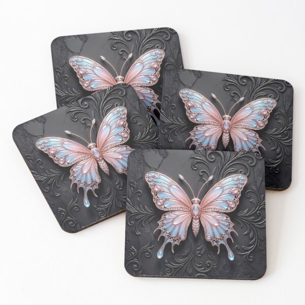 Item preview, Gothic Rose Gold Pink and Light Blue Butterfly Art designed and sold by LuisWorks.