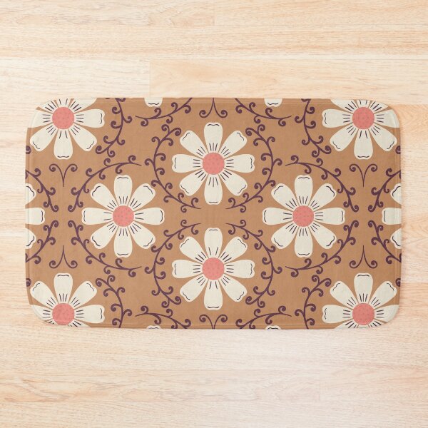 Item preview, Daisy Vine - Cream and Pink on Warm Toffee designed and sold by artistmaria.