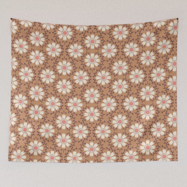 Item preview, Daisy Vine - Cream and Pink on Warm Toffee designed and sold by artistmaria.