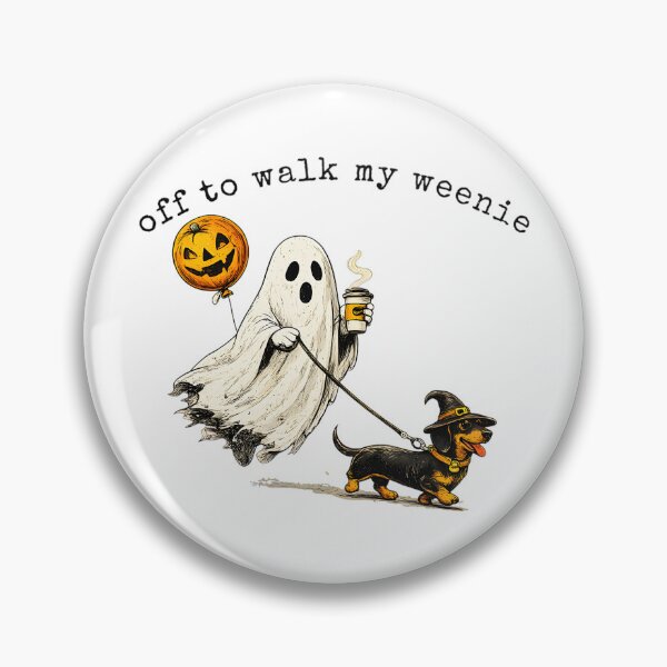 Item preview, Off to Walk My Weenie Funny Dachshund Halloweenie Ghost Art designed and sold by averyfisher.