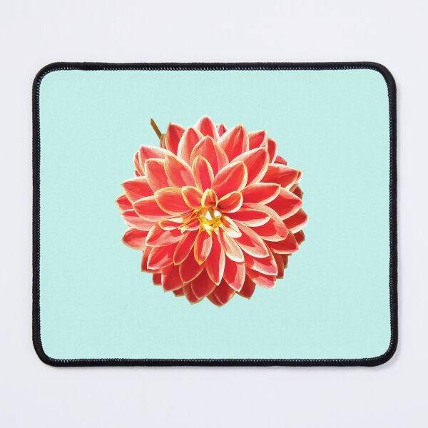 Item preview, Dahlia Red Pink Coral Dahlia For Bringing Positive Vibes and Strength To Oneself and The World Light Turquoise Background designed and sold by BOKEbyTC.