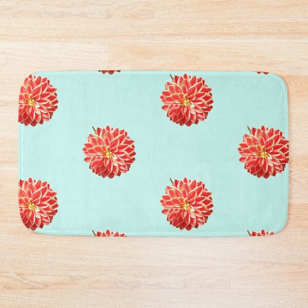Item preview, Dahlia Red Pink Coral Dahlia For Bringing Positive Vibes and Strength To Oneself and The World Light Turquoise Background designed and sold by BOKEbyTC.