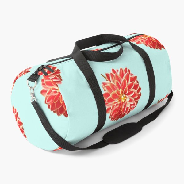 Item preview, Dahlia Red Pink Coral Dahlia For Bringing Positive Vibes and Strength To Oneself and The World Light Turquoise Background designed and sold by BOKEbyTC.