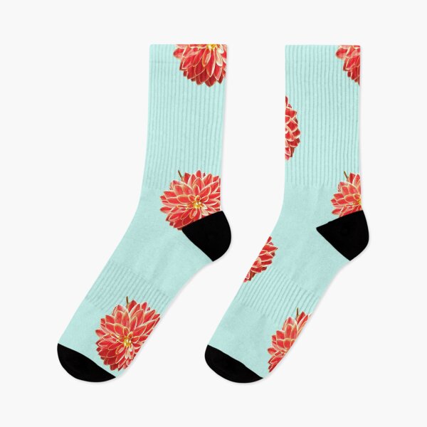 Item preview, Dahlia Red Pink Coral Dahlia For Bringing Positive Vibes and Strength To Oneself and The World Light Turquoise Background designed and sold by BOKEbyTC.