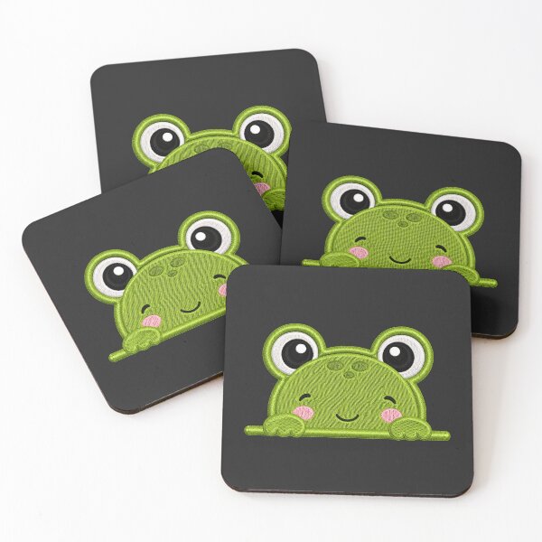 Item preview, Cute Baby Frog Peek Embroidery Illustration designed and sold by ColorSplash123.
