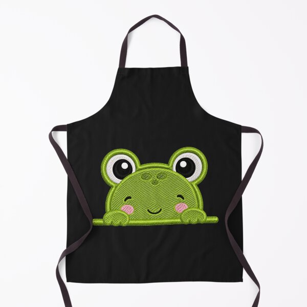 Item preview, Cute Baby Frog Peek Embroidery Illustration designed and sold by ColorSplash123.