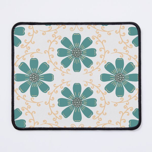 Item preview, Daisy Vine - Deep Teal and Sand Gold on Off-White designed and sold by artistmaria.