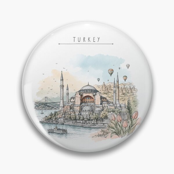 Item preview, Turkey Landmarks Vintage Travel Poster Minimal Watercolor designed and sold by Sketchbook Studio by Aqsaa.