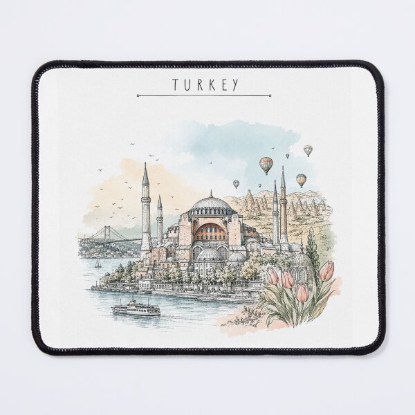 Item preview, Turkey Landmarks Vintage Travel Poster Minimal Watercolor designed and sold by Sketchbook Studio by Aqsaa.