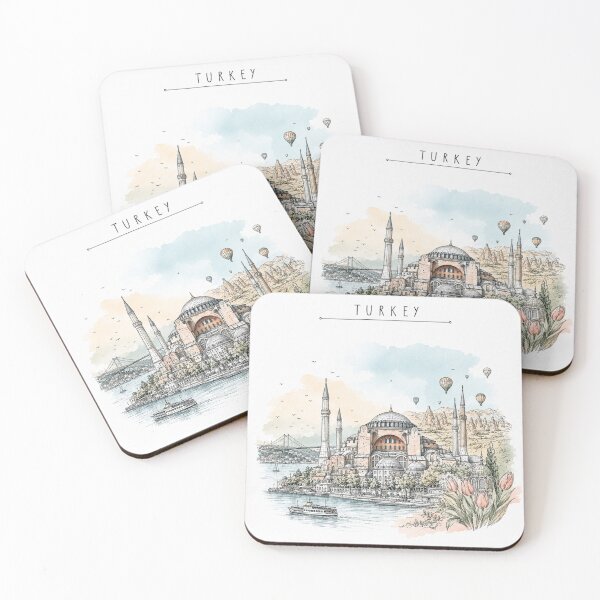 Item preview, Turkey Landmarks Vintage Travel Poster Minimal Watercolor designed and sold by Sketchbook Studio by Aqsaa.