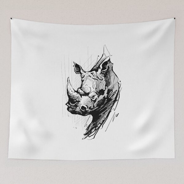 Item preview, Rhinoceros Pen Drawing designed and sold by amidst-no-whale.