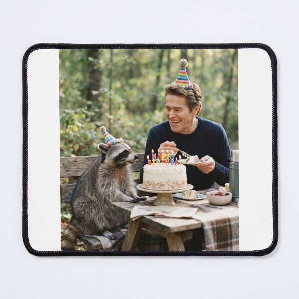 Item preview, Willem dafoe raccoon picnic raccoons animal pet nature meme memes funny parody christmas birthday designed and sold by CheeseBlueprint.