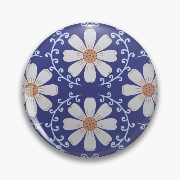 Item preview, Daisy Vine - Ice Blue and Soft Ochre on Royal Navy designed and sold by artistmaria.