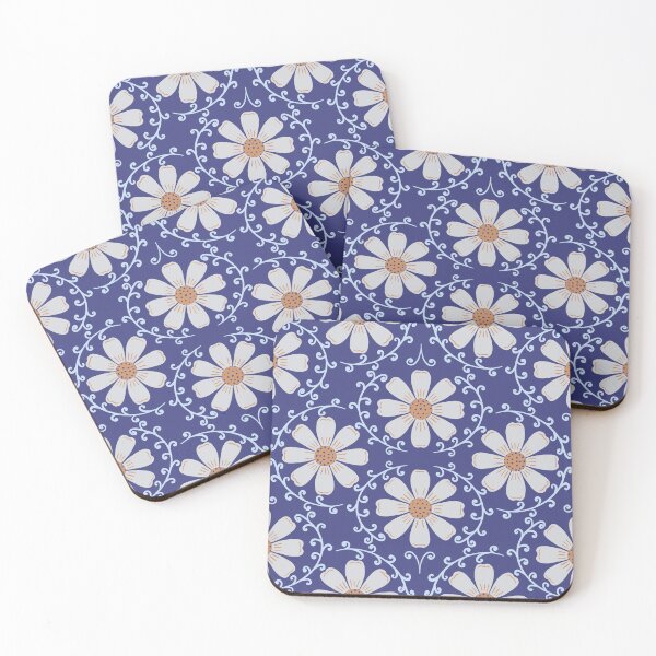 Item preview, Daisy Vine - Ice Blue and Soft Ochre on Royal Navy designed and sold by artistmaria.