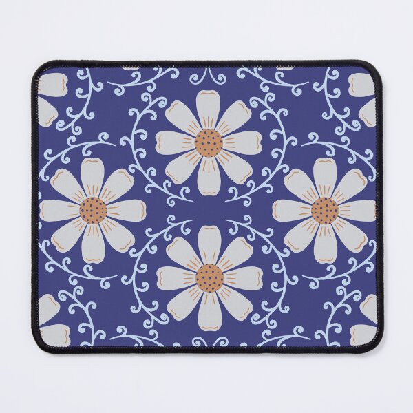 Item preview, Daisy Vine - Ice Blue and Soft Ochre on Royal Navy designed and sold by artistmaria.