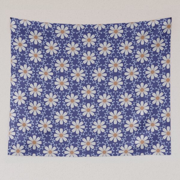 Item preview, Daisy Vine - Ice Blue and Soft Ochre on Royal Navy designed and sold by artistmaria.