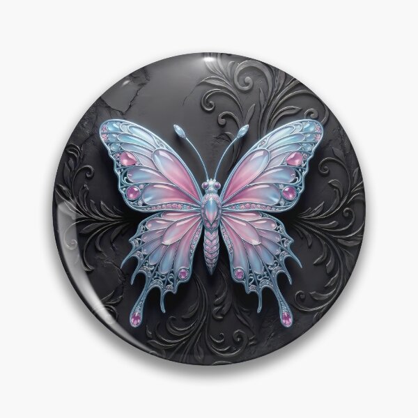 Item preview, Gothic Dark Silver Pink and Light Blue Butterfly Art designed and sold by LuisWorks.