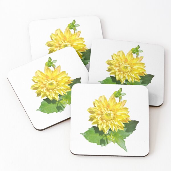 Item preview, Dahlia Gelber Vulcan Yellow For Bringing Joy To Oneself and The World White Background designed and sold by BOKEbyTC.