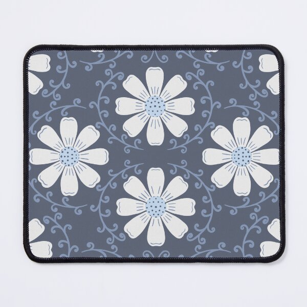 Item preview, Daisy Vine - Ice White and Muted Blue on Charcoal Slate designed and sold by artistmaria.