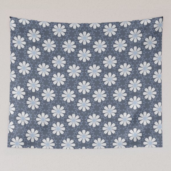 Item preview, Daisy Vine - Ice White and Muted Blue on Charcoal Slate designed and sold by artistmaria.